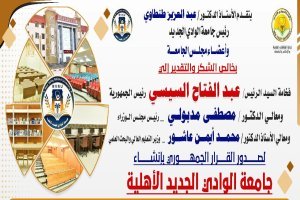 الرئيس السيسي يصدر قرارا جمهوريا بإنشاء جامعة الوادى الجديد الأهلية